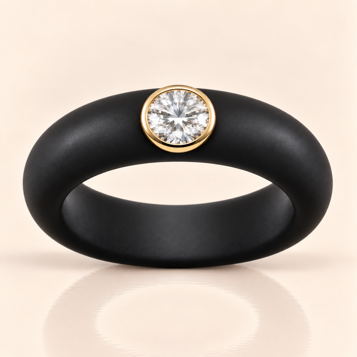 Nude beige silicone ring with lab diamond