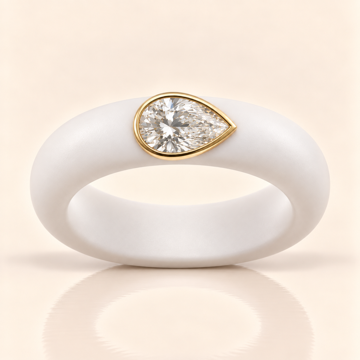 0.5ct Pear Lab Diamond Ring with Crisp White Premium Silicone Band and 14K Gold Bezel
