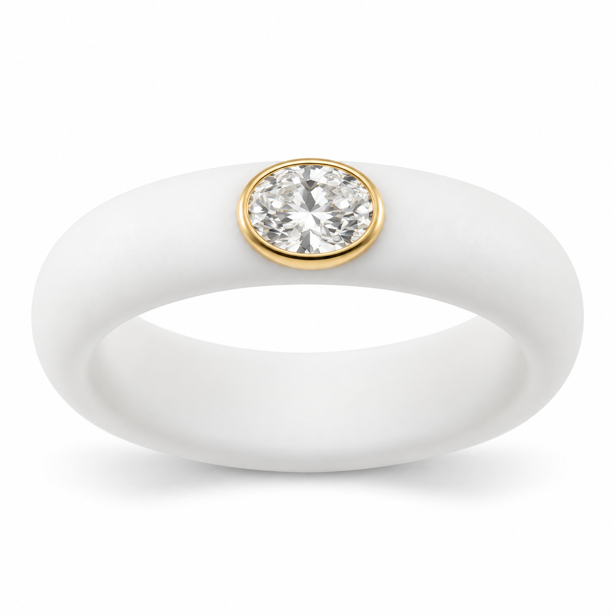 0.5ct Oval Lab Diamond Ring with Crisp White Premium Silicone Band and 14K Gold Bezel