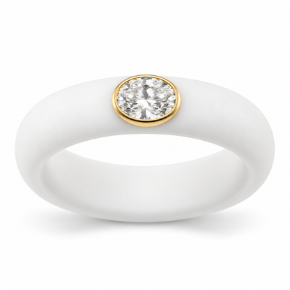 0.5ct Oval Lab Diamond Ring with Crisp White Premium Silicone Band and 14K Gold Bezel