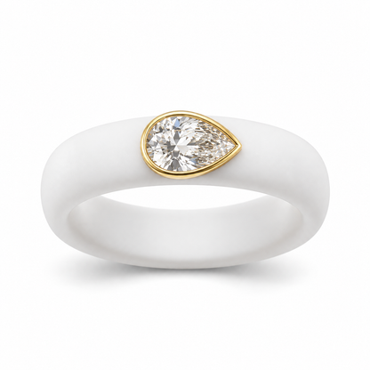 1ct Pear IGI-Certified Lab-Grown Diamond Ring with Crisp White Premium Silicone Band and 14K Gold Bezel