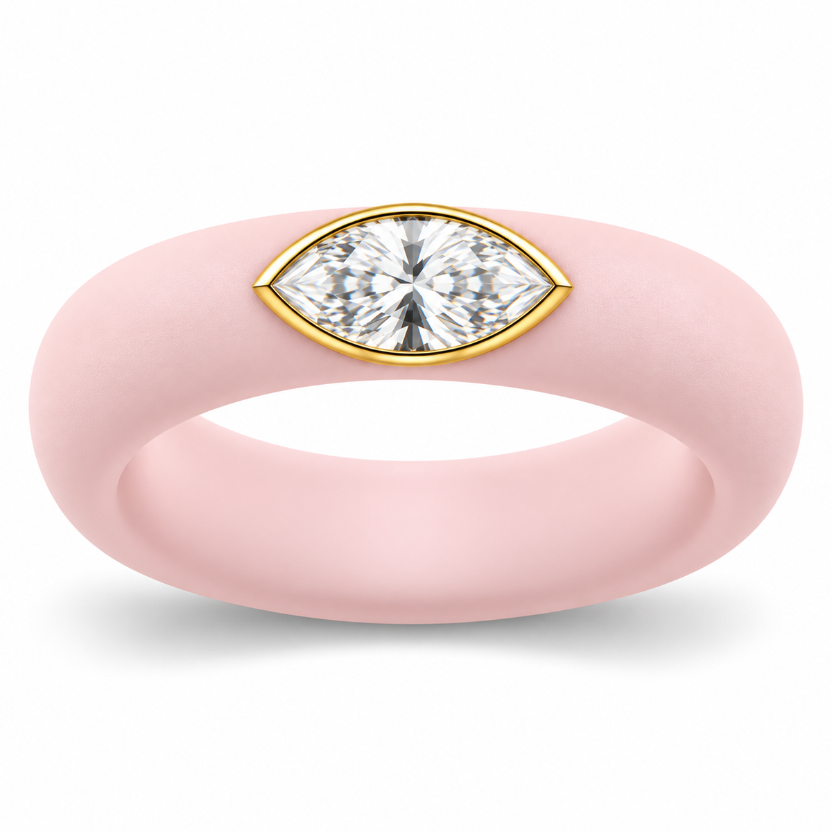 0.5ct Marquise Lab-Grown Diamond Ring | 14K Gold Bezel & Silicone Band