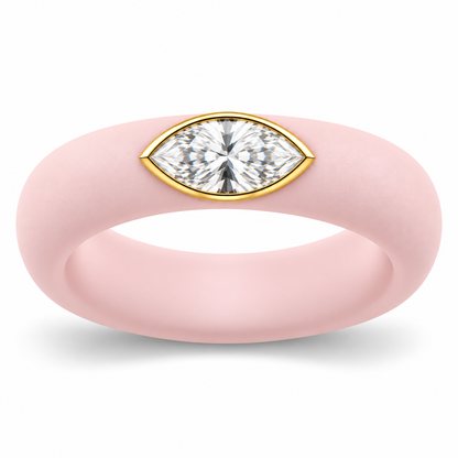 0.5ct Marquise Lab-Grown Diamond Ring | 14K Gold Bezel & Silicone Band
