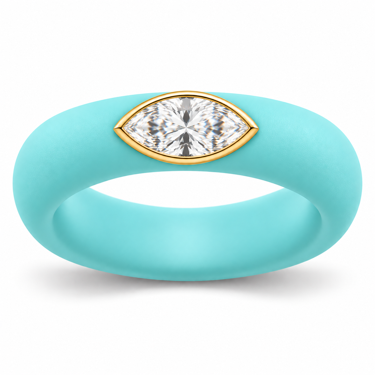 0.5ct Marquise Lab-Grown Diamond Ring | 14K Gold Bezel & Silicone Band