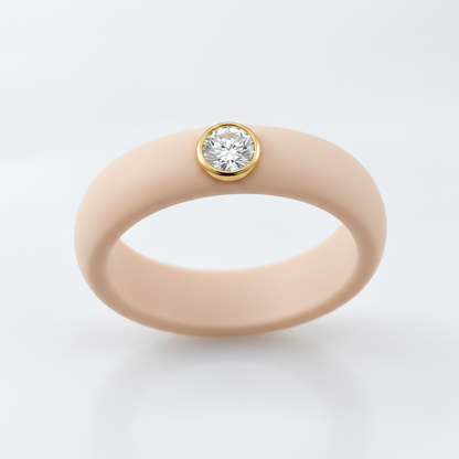 Nude beige silicone ring with lab diamond
